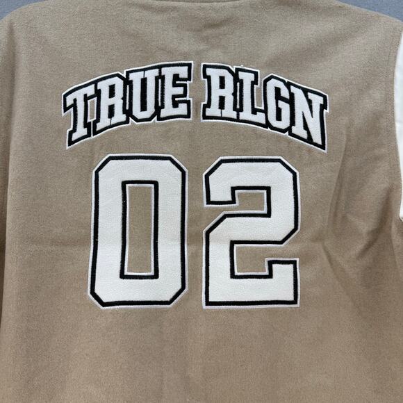 True Religion Jacket Women's XL Tan White True Varsity Jacket Retro 50s 60s NWT - Picture 6 of 11